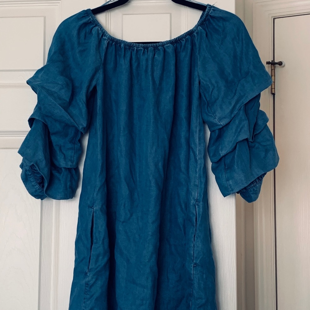 Denim off shoulders dress